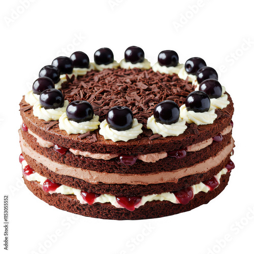 Delicious chocolate layer cake dessert home kitchen food photography bright setting close-up view culinary delight for celebrations