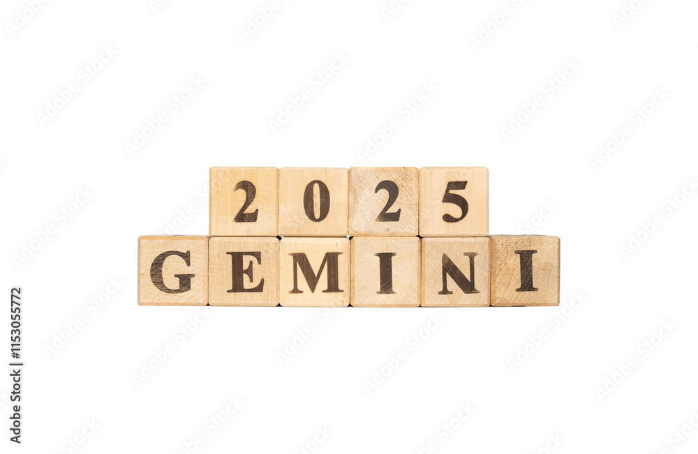 Gemini zodiac sign word in wooden cubes. White background. Set of astrology symbols. Horoscope 2025 May 21 June 20. Gemini zodiac sign word in wooden cubes. White background. Set of astrology symbols. Horoscope 2025 May 21 June 20.