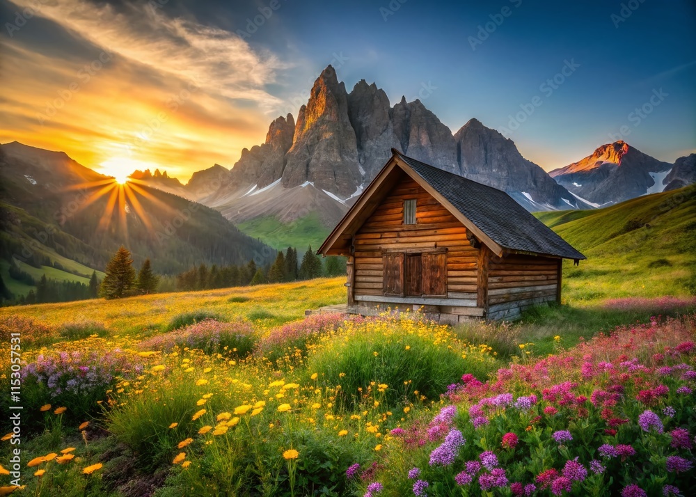 Cozy Cabin Retreat: Secluded Wooden Hut in Majestic Mountain Landscape Cozy Cabin Retreat: Secluded Wooden Hut in Majestic Mountain Landscape