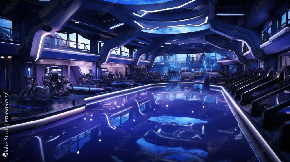 Fototapeta premium Futuristic Fitness Center: A Glimpse into Tomorrow's Wellness