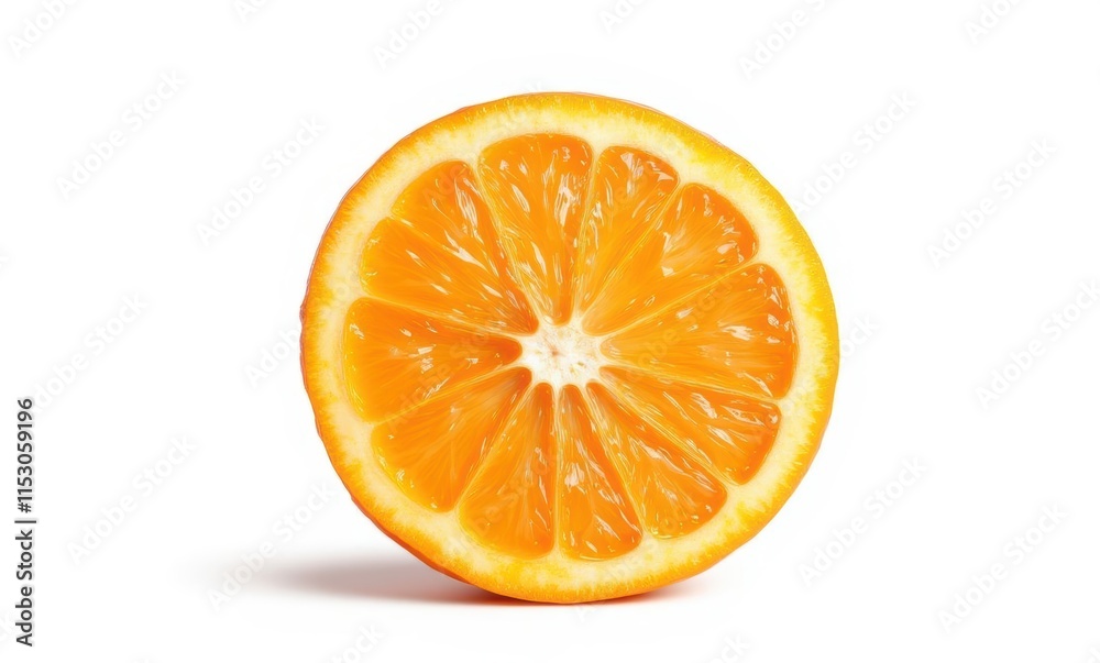 Freshly cut orange slice on white background Freshly cut orange slice on white background