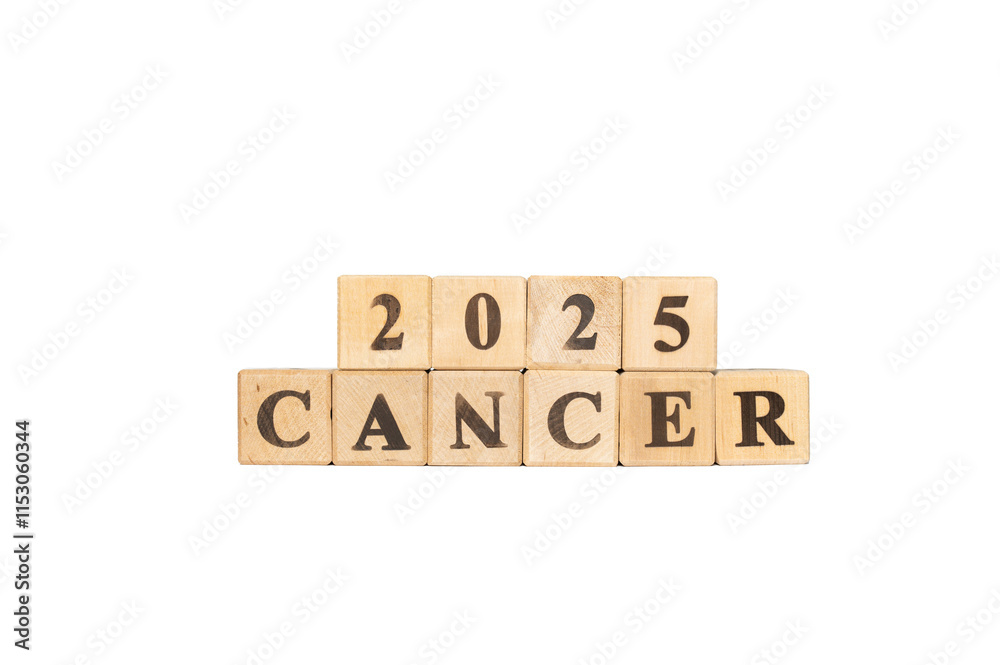 Cancer zodiac sign word in wooden cubes. White background. Set of astrology symbols. Horoscope 2025 June 22 July 22. Cancer zodiac sign word in wooden cubes. White background. Set of astrology symbols. Horoscope 2025 June 22 July 22.