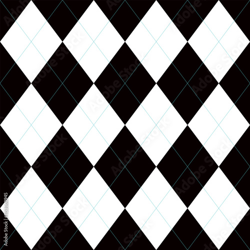 Argyle pattern of geometric rhombus. Harlequin design. Classic diamond shaped textile material for gift wrapping paper, socks, sweater, jumper, other modern textile or paper design.