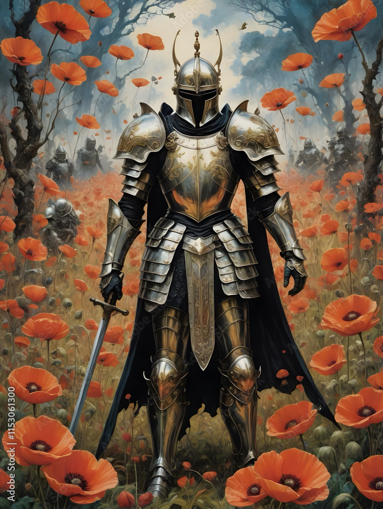 Fototapeta premium medieval knight with sword and shield