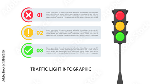 Traffic Light Infographic with Color-coded Signal Instructions