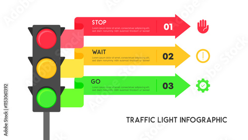 Traffic Light Infographic with Color-coded Arrows