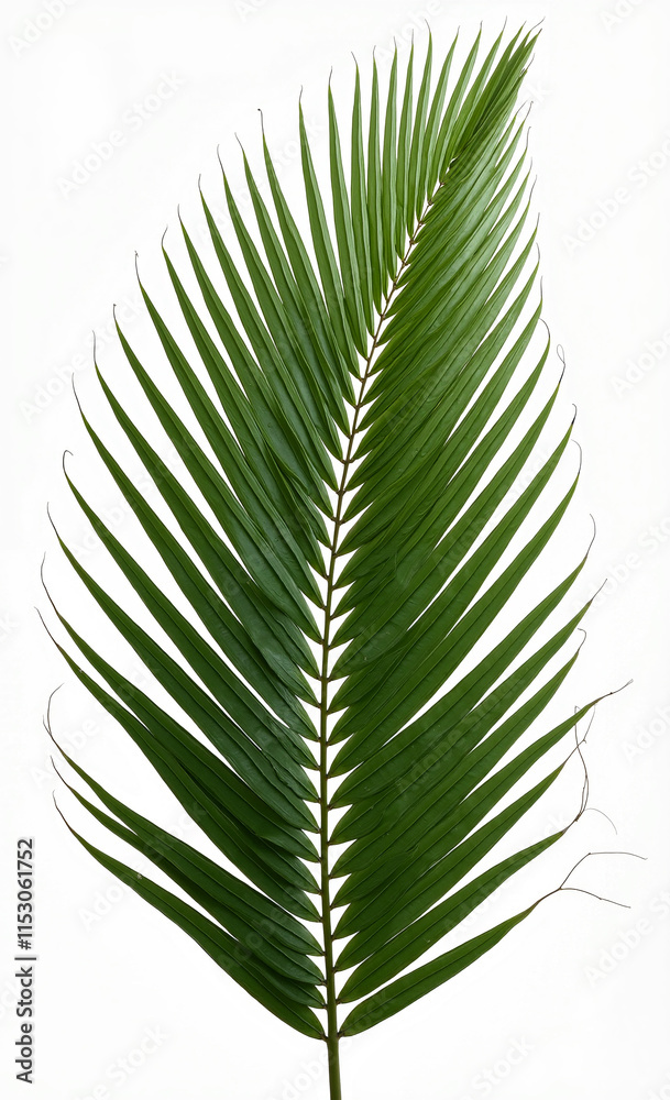 Obraz premium Single Palm Frond Isolated White Background