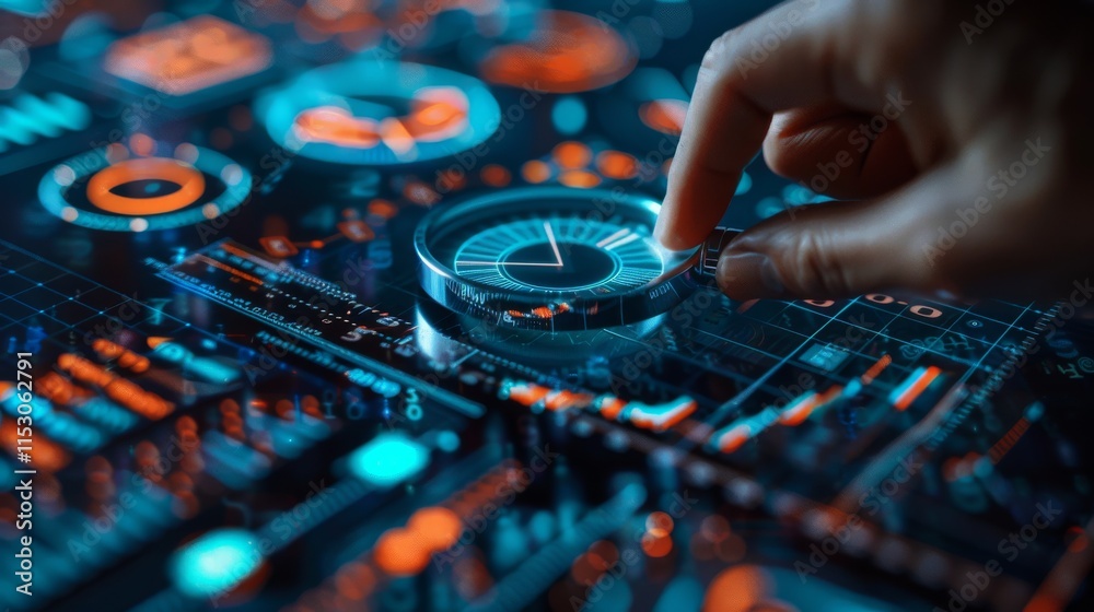 Naklejka premium Interactive Data Visualization: A Futuristic Technological Interface