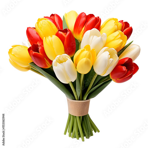 a bouquet of tulips in a white background