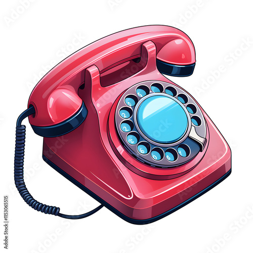 a red telephone with a blue circle on it