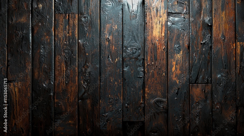 Naklejka premium A dark wood wall, intricate details