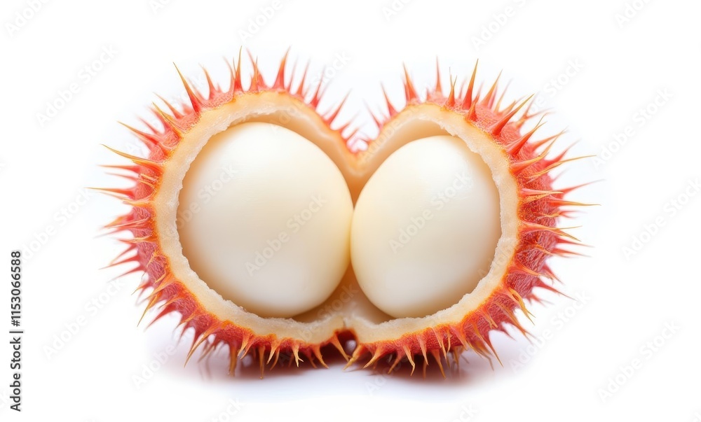 Close-up of spiky fruit halved Close-up of spiky fruit halved