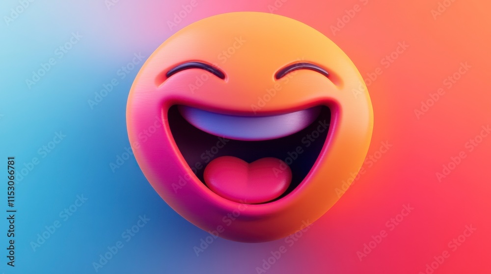 3D Rendered Laughing Emoji on Gradient Background 3D Rendered Laughing Emoji on Gradient Background