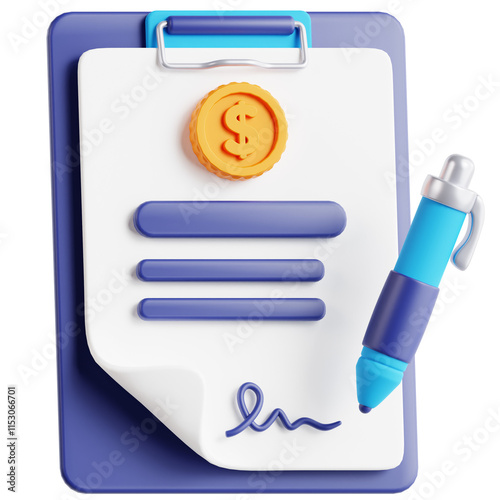 Salary slip. Document Paper 3D Icon