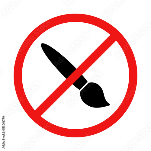 No Paintbrush Sign on White Background