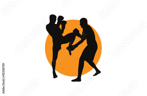 fighter man silhouette high vector