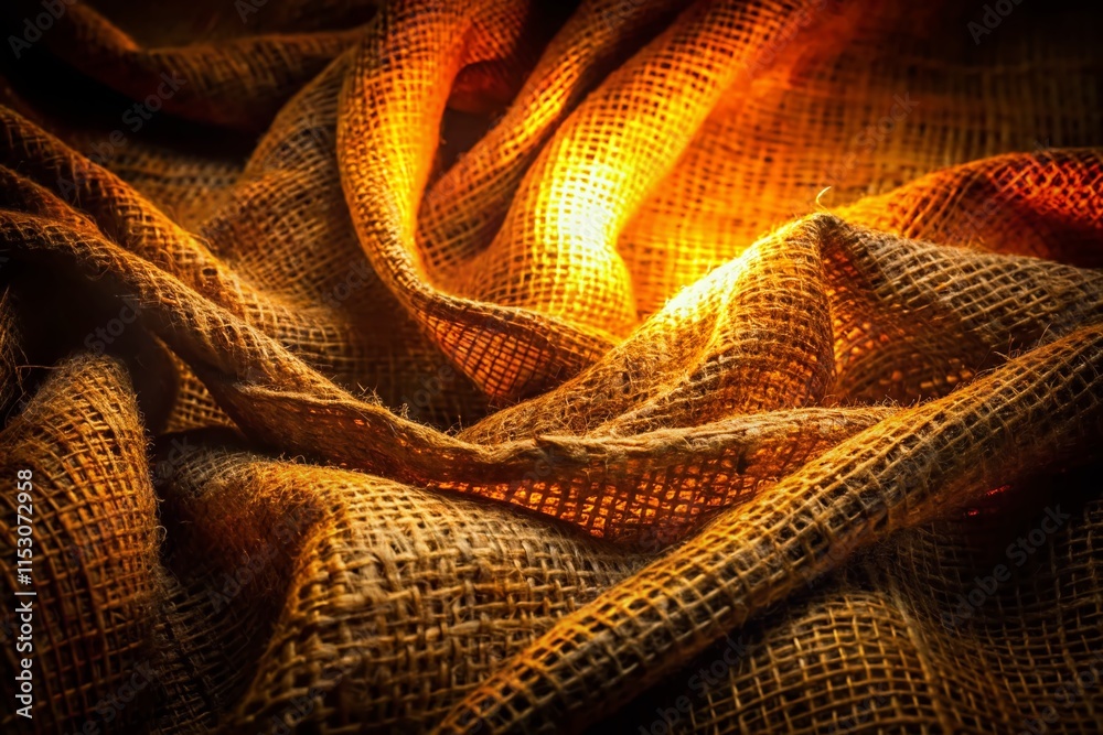 Fototapeta premium Dark Rustic Burlap Background: Night Photography Texture