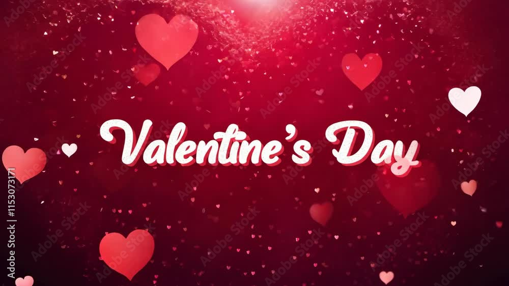 Video greeting for Valentine's Day with pink and red hearts. Day of love and friendship. Pink video screensaver.