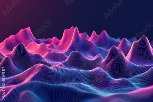 Abstract pink and blue digital landscape. (4) photo