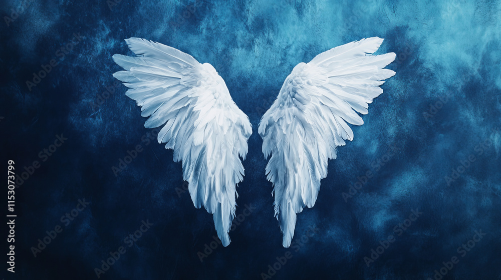 Fototapeta premium White wings on blue background