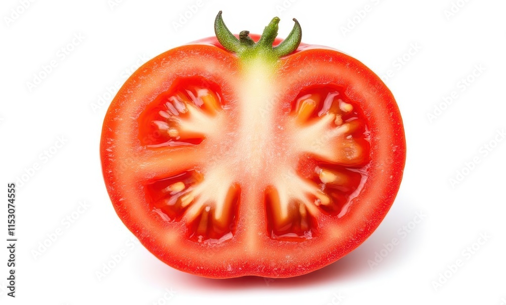Fresh red tomato half on white background Fresh red tomato half on white background