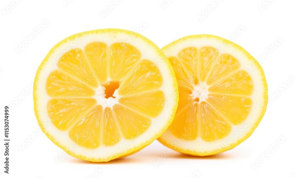 Fresh lemon halves on a white background Fresh lemon halves on a white background