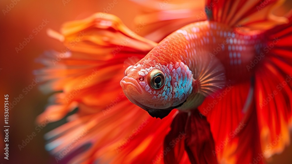 Fototapeta premium Betta Fish Close-Up: Vibrant Colors and Detailed Features