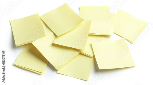 Set of yellow stick paper notes on white background. Vector illustration. Can be use for your design, presentation, promo, adv. EPS10.