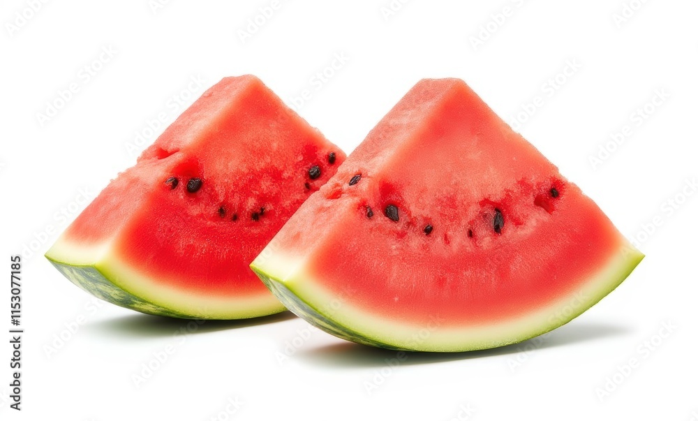Freshly cut watermelon slices on white background Freshly cut watermelon slices on white background