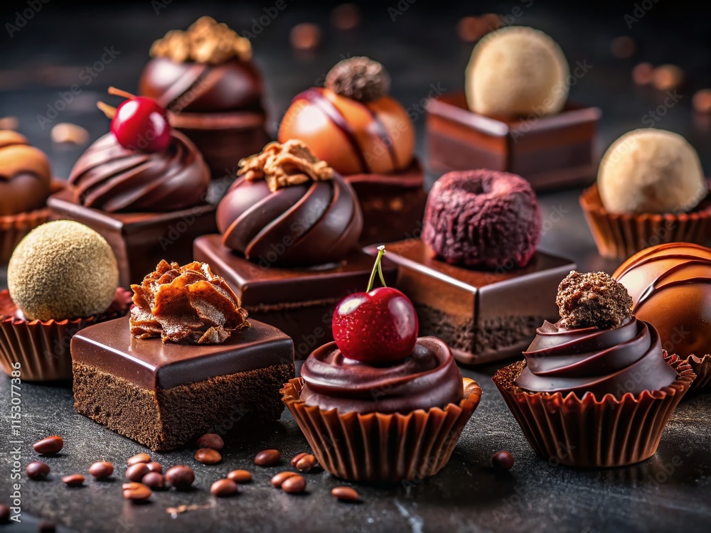 Delicious Chocolate Dessert Pieces: Sweet Food Photography Delicious Chocolate Dessert Pieces: Sweet Food Photography