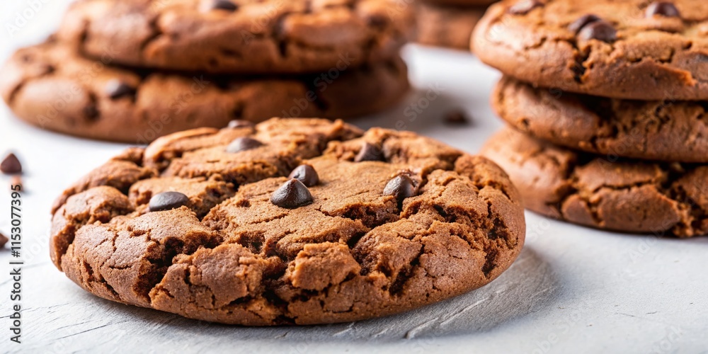 Fototapeta premium Delicious Chocolate Cookies on White Background - Perfect for Baking Blogs and Recipes