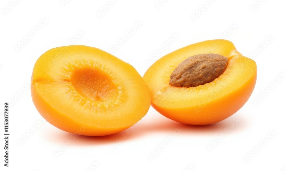 Fresh halved apricot on white background Fresh halved apricot on white background