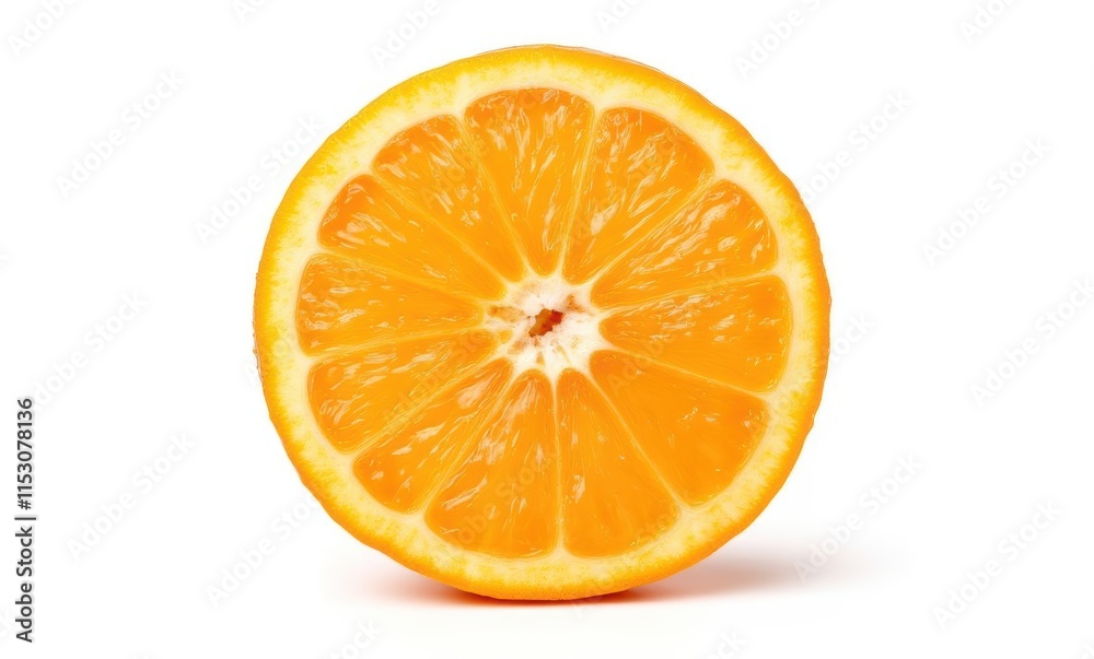 Freshly cut orange slice on white background Freshly cut orange slice on white background