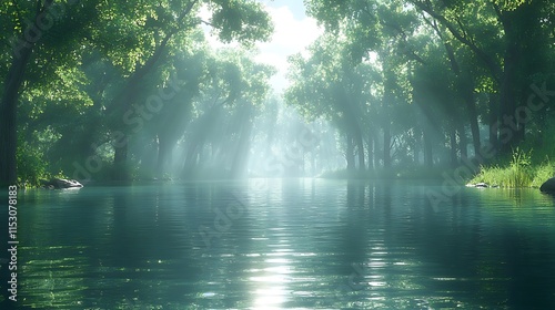 Serene Mountain Lake and Pine Trees Landscape1