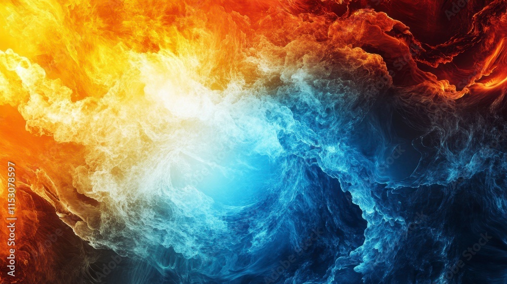 Fototapeta premium Fiery and Icy Abstract Swirl - Energetic Contrast