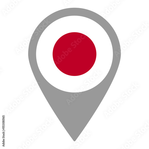 Japan flag location pin, flag application, Flag on Location Pin, graphic design, map pointer, vector illustration.