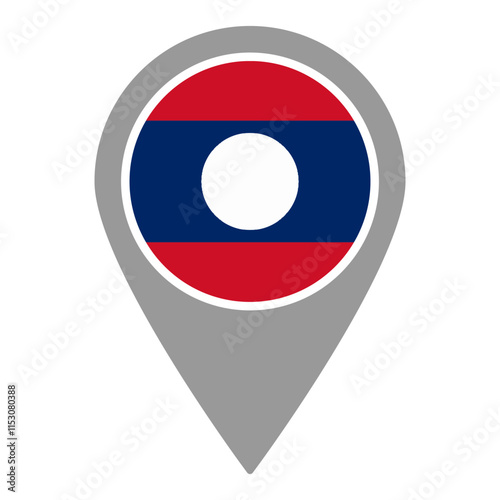 Laos flag location pin, flag application, Flag on Location Pin, graphic design, map pointer, vector illustration.