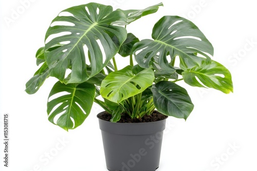 Wallpaper Mural Lush green Monstera deliciosa plant in a dark pot, isolated on white. (1) Torontodigital.ca