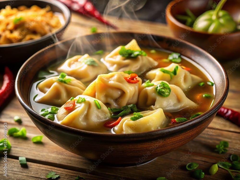 Delicious Homemade Wonton Soup, Asian Cuisine, Food Photography, Restaurant Menu, Tasty Broth Delicious Homemade Wonton Soup, Asian Cuisine, Food Photography, Restaurant Menu, Tasty Broth