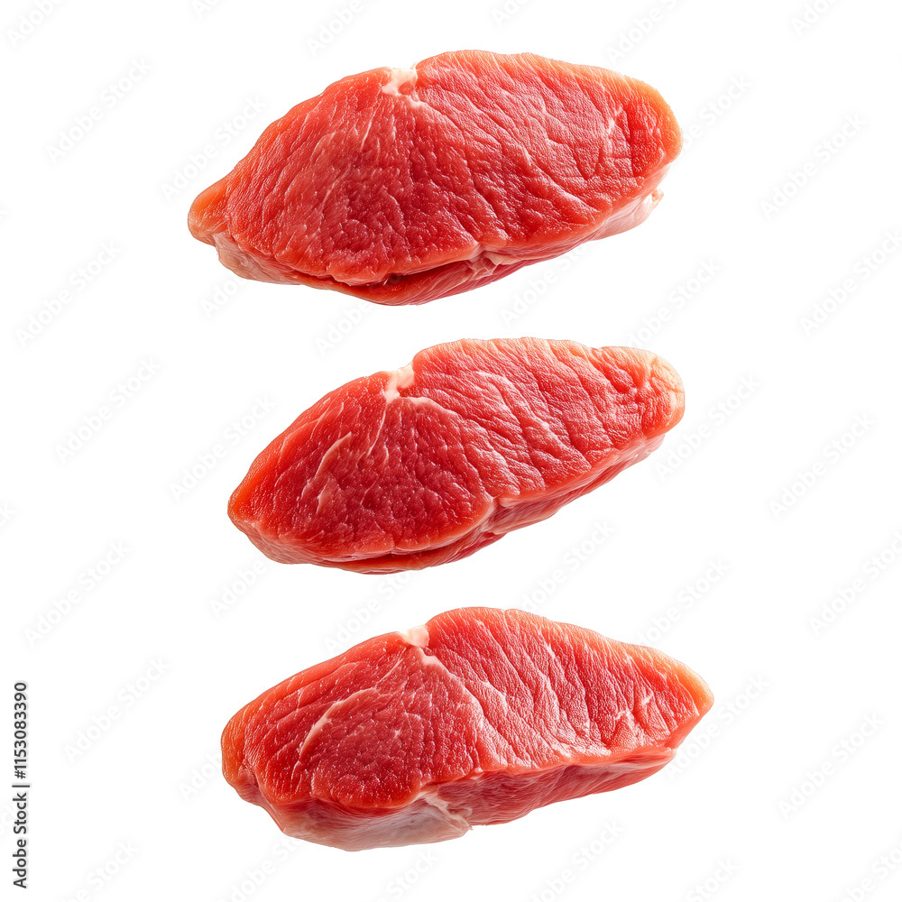 A pieces of fresh Duck breast cut, isolated on white background, showcasing culinary concept. A pieces of fresh Duck breast cut, isolated on white background, showcasing culinary concept.