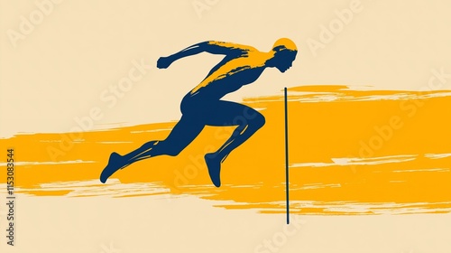 Abstract runner in motion in a minimal and graphic style illustration