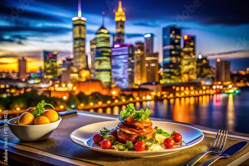 Delicious Perth Night: Gourmet Food with Stunning City Skyline