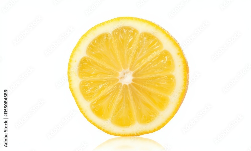 Fresh yellow lemon slice on white background Fresh yellow lemon slice on white background