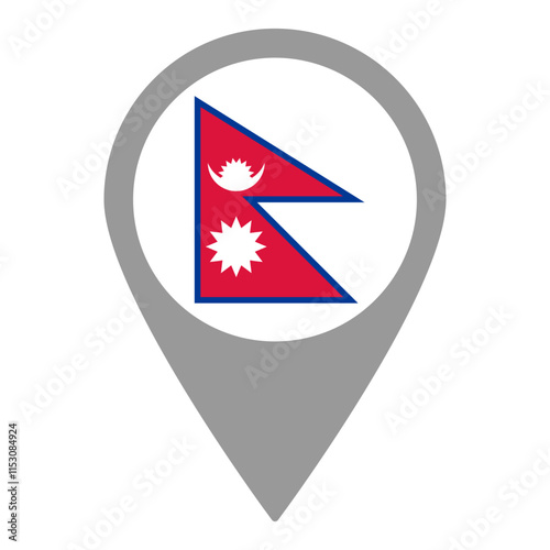 Nepal flag location pin, flag application, Flag on Location Pin, graphic design, map pointer, vector illustration.