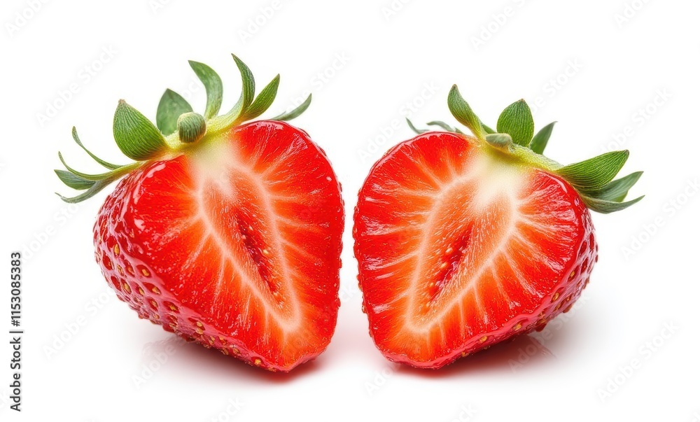 Fresh red strawberries cut in half Fresh red strawberries cut in half