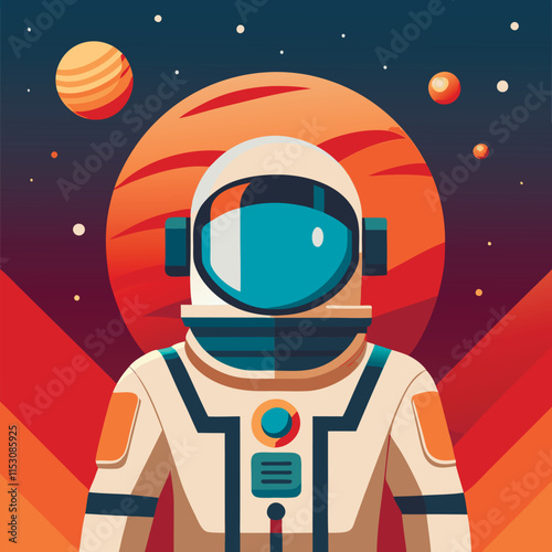vector illustration of astronaut in spacesuit cartoon style 