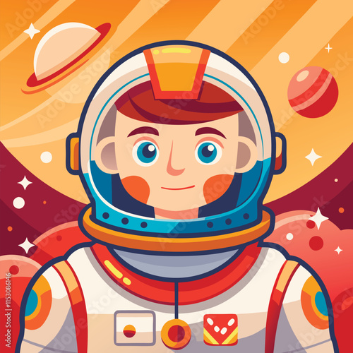 vector illustration of astronaut in spacesuit cartoon style 
