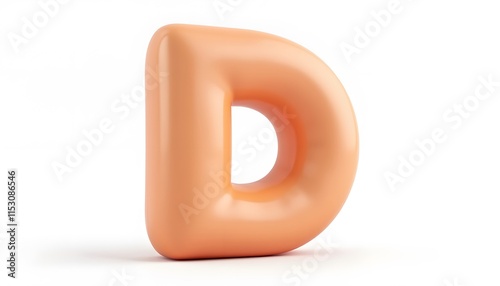 Peachy 3D Letter D:  A Smooth, Shiny, and Delightful Alphabet Character photo