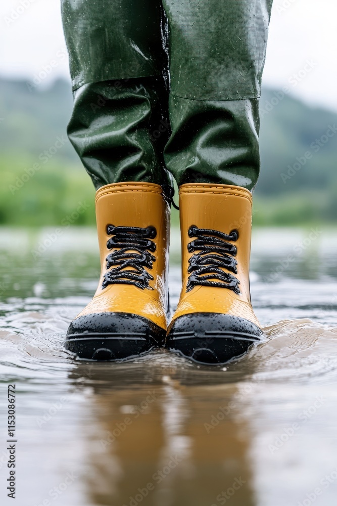 Close-up of sturdy protective boots showcasing durability and comfort for safety in various work environments. Close-up of sturdy protective boots showcasing durability and comfort for safety in various work environments.