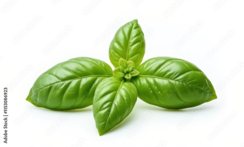 Fresh basil leaves on a white background Fresh basil leaves on a white background